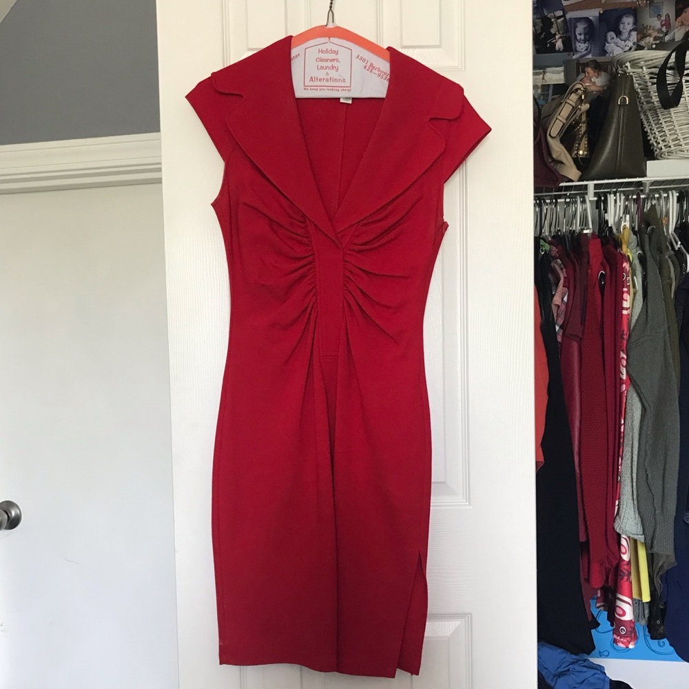Classy red fitted dress